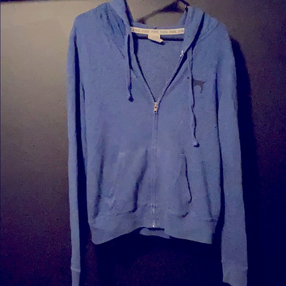 PINK full zip light weight blue hoodie